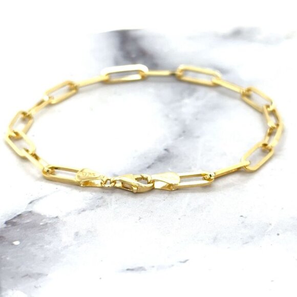 14K Yellow Gold 4 MM Lobster Claw 7.25-inch Specialty Chain Minimalist Bracelet - Picture 3 of 10